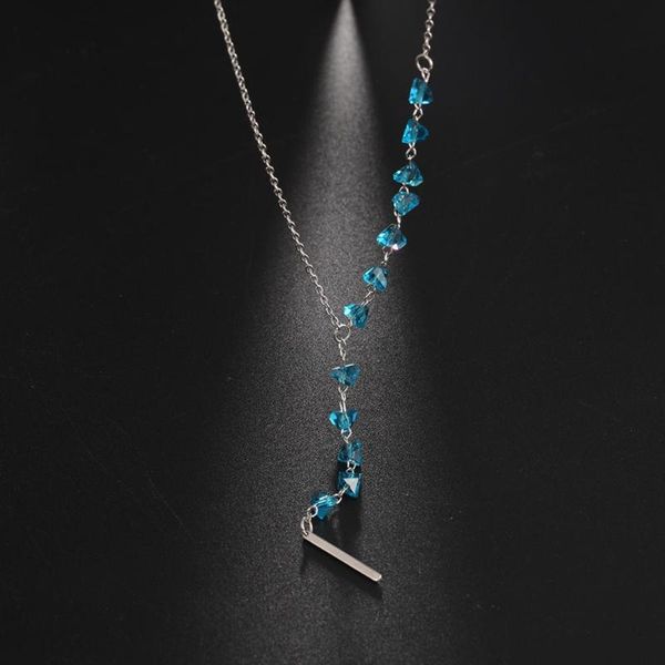 my shape blue color crystal beads necklaces for women stainless steel long pendant necklace choker link chain fashion jewelry, Silver
my shape blue color crystal beads necklaces for women stainless steel long pendant necklace choker link chain fashion jewelry, Silver