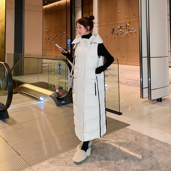 autumn winter women loose thinken warm zipper hooded long cotton padded vest coat female sleeveless plus size vests jacket parka 1023, Black;white
autumn winter women loose thinken warm zipper hooded long cotton padded vest coat female sleeveless plus size vests jacket parka 1023, Black;white