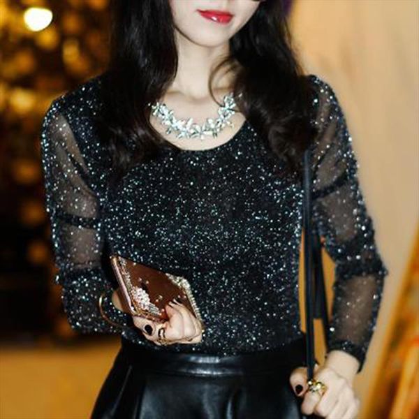 sexy shiny сетки выдалбливают o шеи футболки женщины длинные рукава партии slim fit tops solid plus размер офиса lady club, White
sexy shiny сетки выдалбливают o шеи футболки женщины длинные рукава партии slim fit tops solid plus размер офиса lady club, White