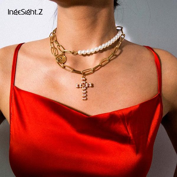 pendant necklaces ingesight.z punk multi layer imitation pearl choker necklace collar statement crystal cross for women jewelry, Silver
pendant necklaces ingesight.z punk multi layer imitation pearl choker necklace collar statement crystal cross for women jewelry, Silver