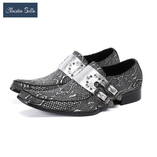 christia bella silver pattern rivets party men shoes genuine leather buckle men dress shoes monk strap oxford leather, Black
christia bella silver pattern rivets party men shoes genuine leather buckle men dress shoes monk strap oxford leather, Black