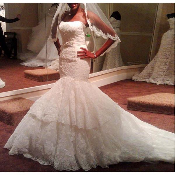 2021 new dressed as an african bride lace strapless wedding mermaid sweep train bride' dress custom-made for black girls 901v, White
2021 new dressed as an african bride lace strapless wedding mermaid sweep train bride' dress custom-made for black girls 901v, White
