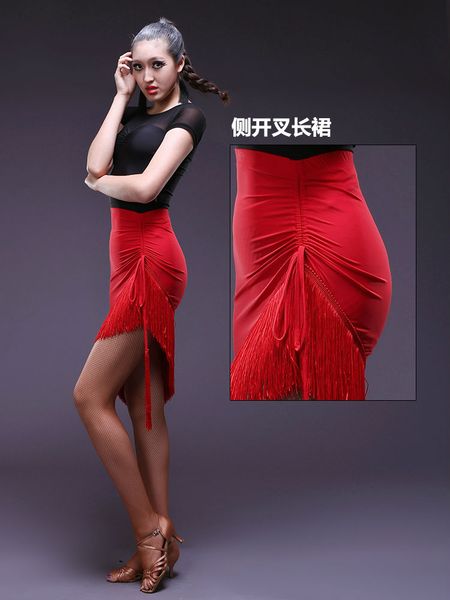 new irregular red and black tassel latin dance skirts female practice performance wear half skirt latin dance costume, Black;red
new irregular red and black tassel latin dance skirts female practice performance wear half skirt latin dance costume, Black;red