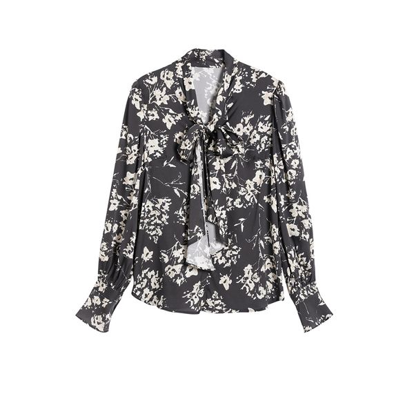 2021 new ladies fashion long sleeve casual bow 100% mulberry silk printed shirt, White
2021 new ladies fashion long sleeve casual bow 100% mulberry silk printed shirt, White