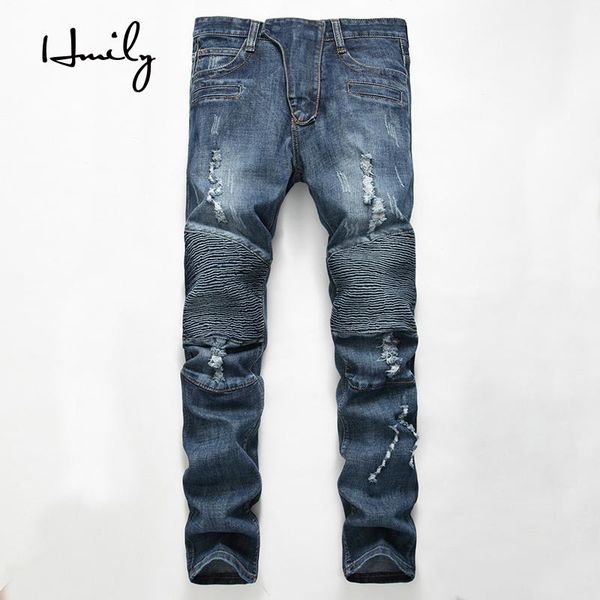 men's jeans hmily hip-hop men masculina casual denim distressed slim pants biker skinny rock ripped straight, Blue
men's jeans hmily hip-hop men masculina casual denim distressed slim pants biker skinny rock ripped straight, Blue
