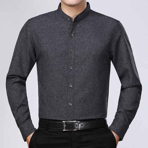 middle aged men's long sleeve shirt with vertical collar in spring and autumn, White;black
middle aged men's long sleeve shirt with vertical collar in spring and autumn, White;black