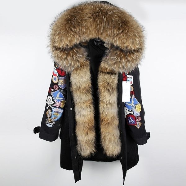 maomaokong x-long embroidery large real fur hooded parkas coat natural fur women military jacket 201125, Black
maomaokong x-long embroidery large real fur hooded parkas coat natural fur women military jacket 201125, Black