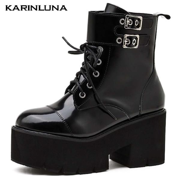boots brand design trendy shoes women arrivals 2021 gothic style buckel straps shoelace platform thick high heels ankel booties, Black
boots brand design trendy shoes women arrivals 2021 gothic style buckel straps shoelace platform thick high heels ankel booties, Black