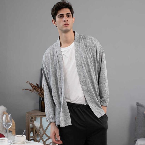 new spring and autumn leisure nine point polyester simple natural underwear cardigan into sewn couple home clothes, Black;red
new spring and autumn leisure nine point polyester simple natural underwear cardigan into sewn couple home clothes, Black;red