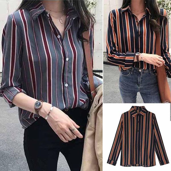 women striped print loose lapel blouse vintage long sleeve 2020 spring casual turn-down collar female shirt plus size 4xl, White
women striped print loose lapel blouse vintage long sleeve 2020 spring casual turn-down collar female shirt plus size 4xl, White
