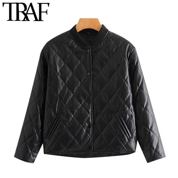 traf women fashion faux leather loose padded jacket coat vintage long sleeve pockets female outerwear chic 201030, Black
traf women fashion faux leather loose padded jacket coat vintage long sleeve pockets female outerwear chic 201030, Black
