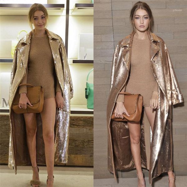 gold sequined long trench coat women turn-down collar party performance trench elegant runway casual work windbreaker coat1, Tan;black
gold sequined long trench coat women turn-down collar party performance trench elegant runway casual work windbreaker coat1, Tan;black