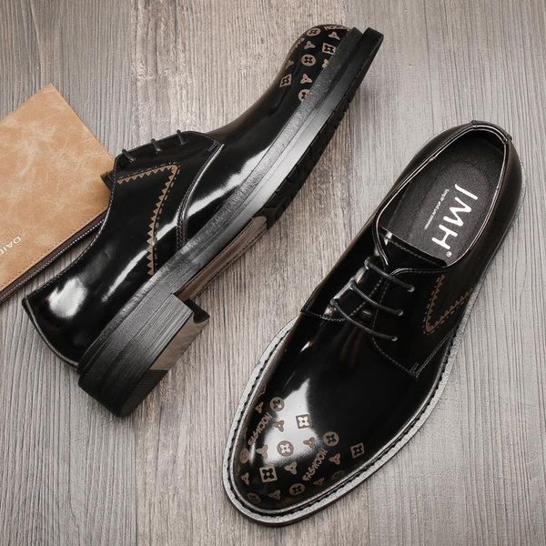 shiny leather shoes men's shoes korean-style platform nightclub stylist trendy european and american casual oxfords, Black
shiny leather shoes men's shoes korean-style platform nightclub stylist trendy european and american casual oxfords, Black