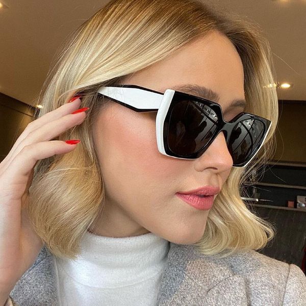square polygon black and white frame sunglass women fashion style lady eyewear, White;black
square polygon black and white frame sunglass women fashion style lady eyewear, White;black