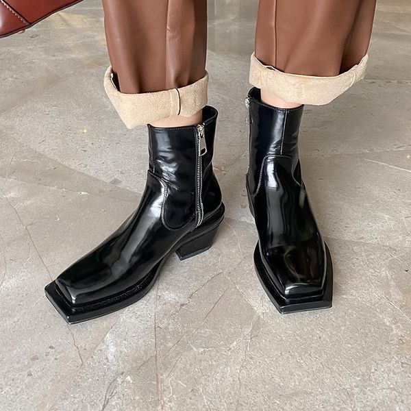 vintage ladies genuine leather boots shoes woman 2020 autumn winter side zipper low heels boots working ankle, Black
vintage ladies genuine leather boots shoes woman 2020 autumn winter side zipper low heels boots working ankle, Black