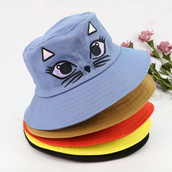 2020 spring and summer new cat ear fisherman hat girl's eyes embroidered sunshade bucket hat1, Blue;gray
2020 spring and summer new cat ear fisherman hat girl's eyes embroidered sunshade bucket hat1, Blue;gray