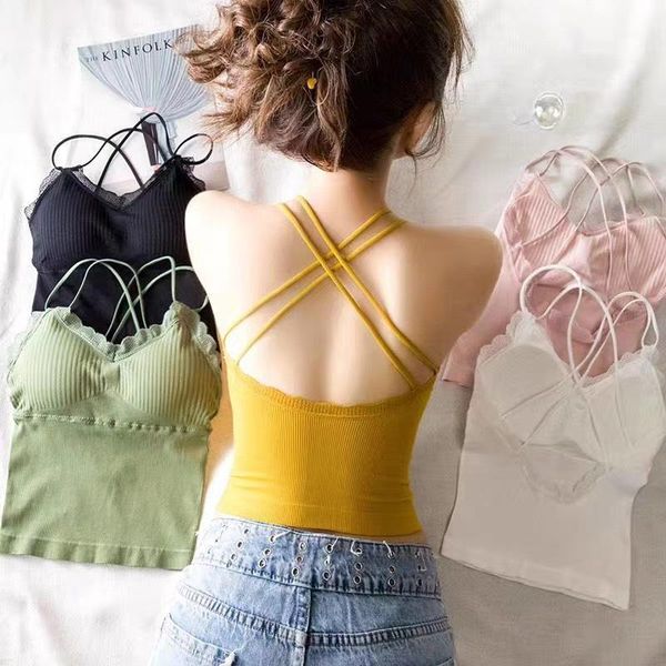 seamless beauty girl back lingerie straps one cup padding with chest outside wear cross strapless, sports vest1, Black;white 
seamless beauty girl back lingerie straps one cup padding with chest outside wear cross strapless, sports vest1, Black;white