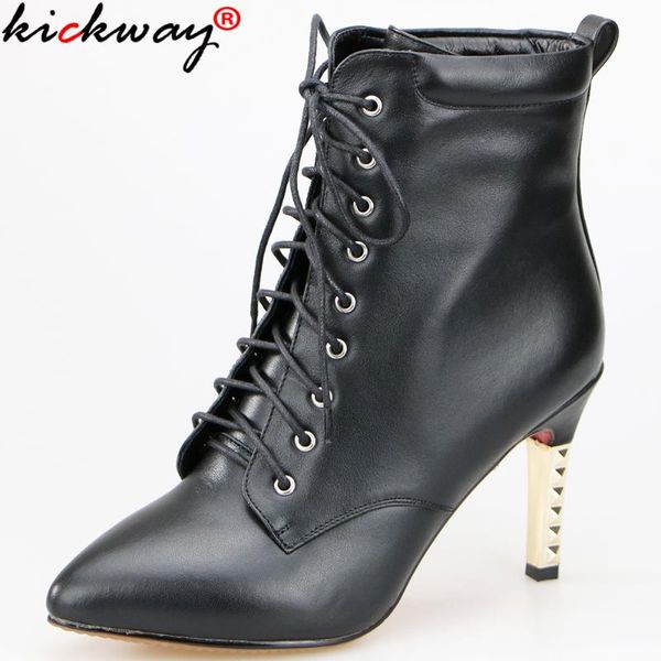 boots kickway genuine leather ankle women autumn winter high thin heel shoes fashion woman pointed toe black lace up
boots kickway genuine leather ankle women autumn winter high thin heel shoes fashion woman pointed toe black lace up
