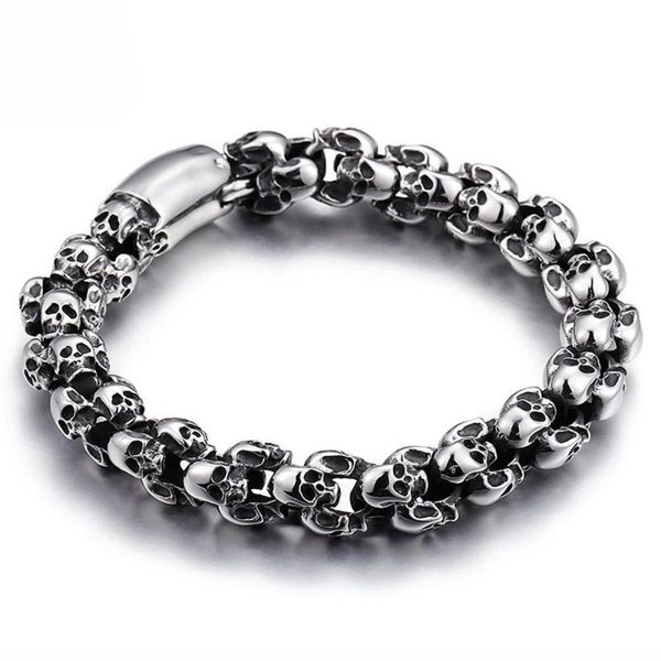 link, chain punk skull bracelets for men stainless steel shiny charm link brecelets male gothic jewelry, Black
link, chain punk skull bracelets for men stainless steel shiny charm link brecelets male gothic jewelry, Black