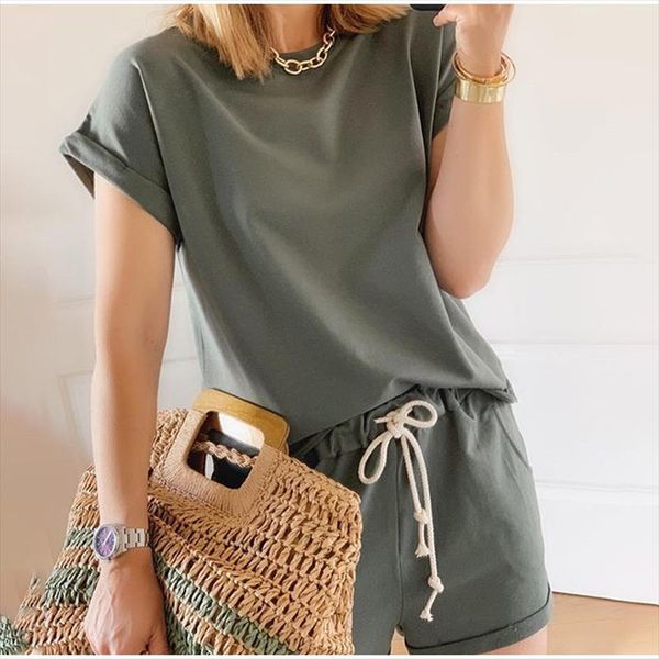 solid summer womens suit two pieces tracksuit short sleeve sports suits women 2021 casual tracksuits elastic waist lady set, Gray
solid summer womens suit two pieces tracksuit short sleeve sports suits women 2021 casual tracksuits elastic waist lady set, Gray