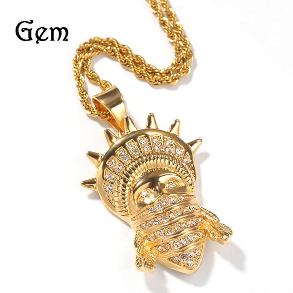 hip hop diamond masked statue of liberty pendant necklace stainless steel color plated necklace, Silver
hip hop diamond masked statue of liberty pendant necklace stainless steel color plated necklace, Silver