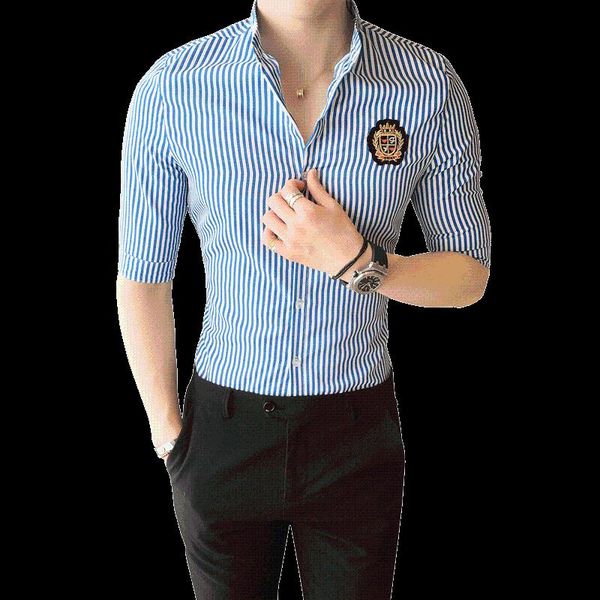men's casual shirts stripe shirt men half sleeve slim fit summer chemise homme manche court camisetas masculina camicia uomo, White;black
men's casual shirts stripe shirt men half sleeve slim fit summer chemise homme manche court camisetas masculina camicia uomo, White;black