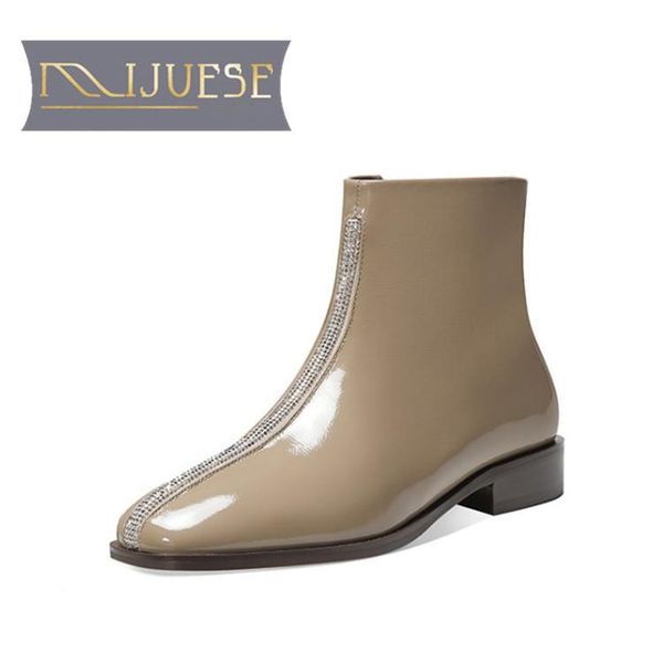 boots mljuese 2021 women ankle cow leather winter short plush square toe crystal zipper low heels female riding size 40, Black 
boots mljuese 2021 women ankle cow leather winter short plush square toe crystal zipper low heels female riding size 40, Black