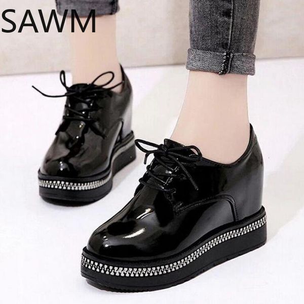 2020 brand spring casual solid women shoes patent leather lace-up loafers platforms sneakers british style ladies oxfords w4, Black
2020 brand spring casual solid women shoes patent leather lace-up loafers platforms sneakers british style ladies oxfords w4, Black