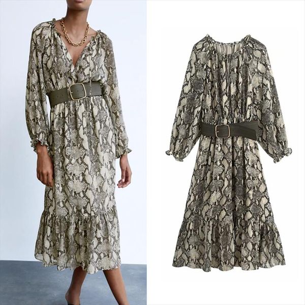 animal print midi dress women za 2020 long sleeve v neck ruffle dress woman fashion contrast belt elastic waist ladies dresses, Black;gray
animal print midi dress women za 2020 long sleeve v neck ruffle dress woman fashion contrast belt elastic waist ladies dresses, Black;gray
