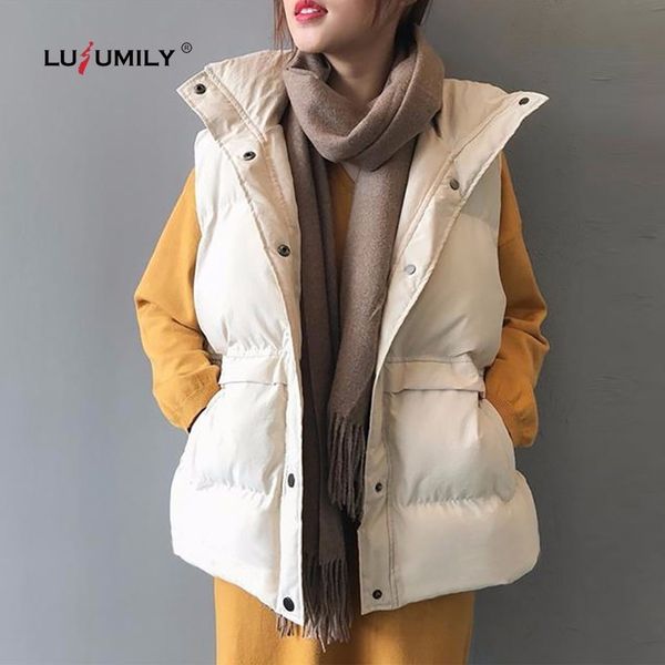 lusumily 2020 korean style winter women vest warm fashion down cotton padded sleeveless jacket female turn-down collar waistcoat 1023, Black;white
lusumily 2020 korean style winter women vest warm fashion down cotton padded sleeveless jacket female turn-down collar waistcoat 1023, Black;white