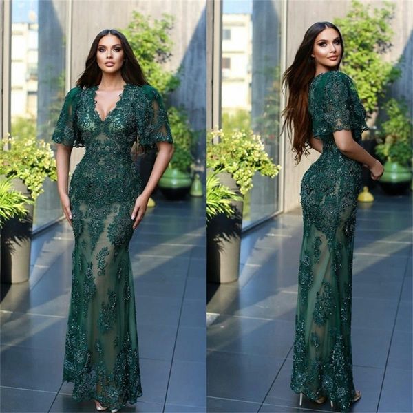 chic green prom dresses v neck full beads appliqued lace elegant mermaid evening dresses ruched sweep train formal pageant dress custom made, Black
chic green prom dresses v neck full beads appliqued lace elegant mermaid evening dresses ruched sweep train formal pageant dress custom made, Black