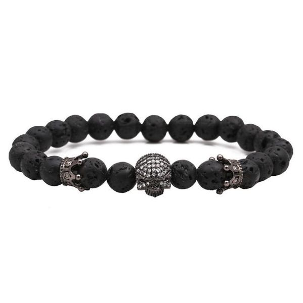 charm bracelets 8mm fashion natural stone beaded bracelet and micro pave cz skull crown charms men's jewelry, Golden;silver
charm bracelets 8mm fashion natural stone beaded bracelet and micro pave cz skull crown charms men's jewelry, Golden;silver