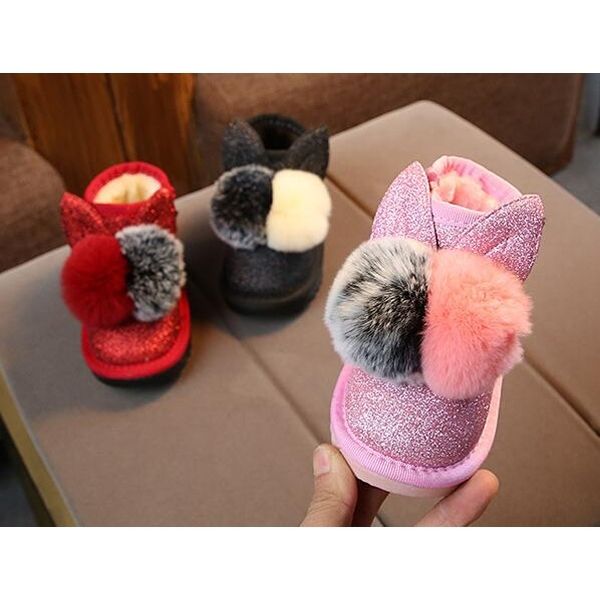little girls bunny pom poms glitter ankle boot faux fur pink red black animal 2019 new warm snow boots sandq baby c1005, Black;grey
little girls bunny pom poms glitter ankle boot faux fur pink red black animal 2019 new warm snow boots sandq baby c1005, Black;grey