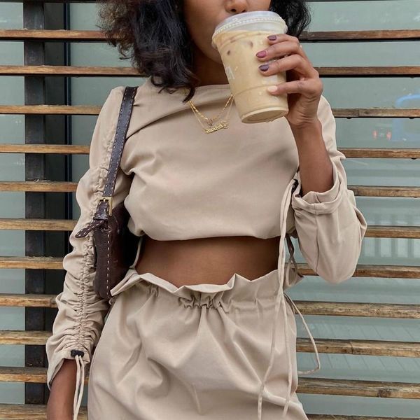 women's tracksuits 2 piece sets outfits skirt and solid full length sleeves o-neck women short mini above knee autumn winter, Gray
women's tracksuits 2 piece sets outfits skirt and solid full length sleeves o-neck women short mini above knee autumn winter, Gray