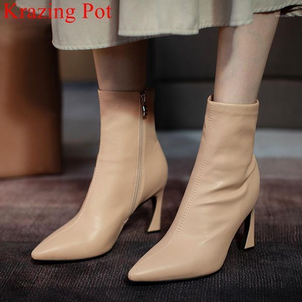 krazing pot new microfiber concise keep warm pointed toe low heels work strange style zipper office lady stretch ankle boots l111, Black
krazing pot new microfiber concise keep warm pointed toe low heels work strange style zipper office lady stretch ankle boots l111, Black