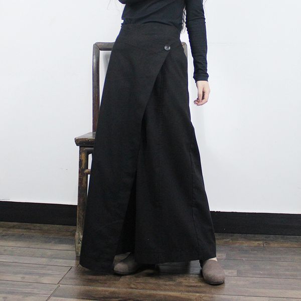fashion one button back elastic waist wide leg women cotton linen pants, asymmetric cut large flare hem loose casual trousers t200319, Black;white
fashion one button back elastic waist wide leg women cotton linen pants, asymmetric cut large flare hem loose casual trousers t200319, Black;white