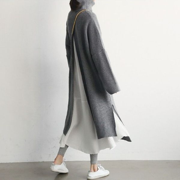 2021 women in winter sweaters warm long knitted shirt back split dress women's ondb, White;black
2021 women in winter sweaters warm long knitted shirt back split dress women's ondb, White;black