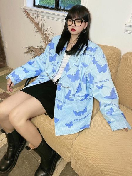 women's suits & blazers net red butterfly suit coat autumn loose bf handsome ruffian sense chain decoration men and women with wick sen, White;black
women's suits & blazers net red butterfly suit coat autumn loose bf handsome ruffian sense chain decoration men and women with wick sen, White;black