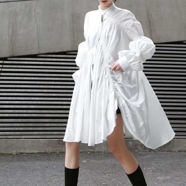 casual dresses shirt dress 2021 women autumn long sleeve white pleated turn stand collar button a line office lady vestido, Black;gray
casual dresses shirt dress 2021 women autumn long sleeve white pleated turn stand collar button a line office lady vestido, Black;gray