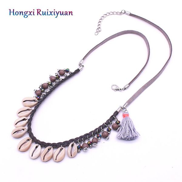 pendant necklaces shell necklace bohemian style hand-woven leather rope tassel women fashion crystal beads jewelry, Silver
pendant necklaces shell necklace bohemian style hand-woven leather rope tassel women fashion crystal beads jewelry, Silver