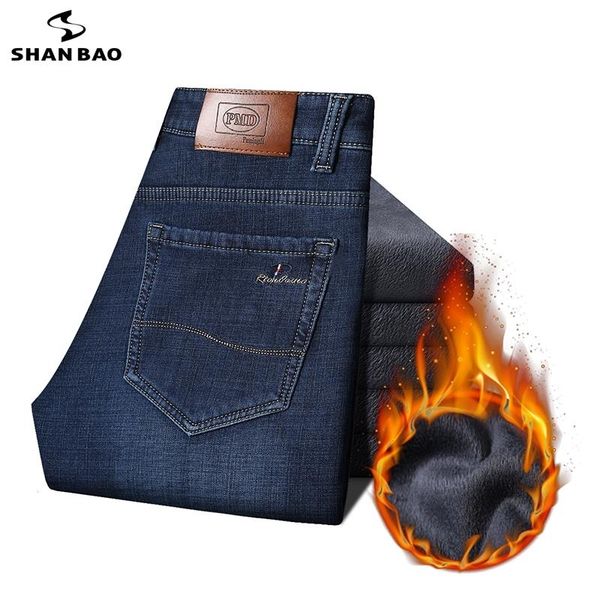 shan bao men's winter jeans fleece thick warm 2020 brand clothing classic embroidery business casual fitted straight jeans, Blue
shan bao men's winter jeans fleece thick warm 2020 brand clothing classic embroidery business casual fitted straight jeans, Blue