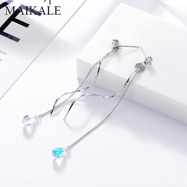 maikale new fashion austrian crystal dangle hanging earrings plated gold korean long drop earrings for women jewelry gift, Silver
maikale new fashion austrian crystal dangle hanging earrings plated gold korean long drop earrings for women jewelry gift, Silver