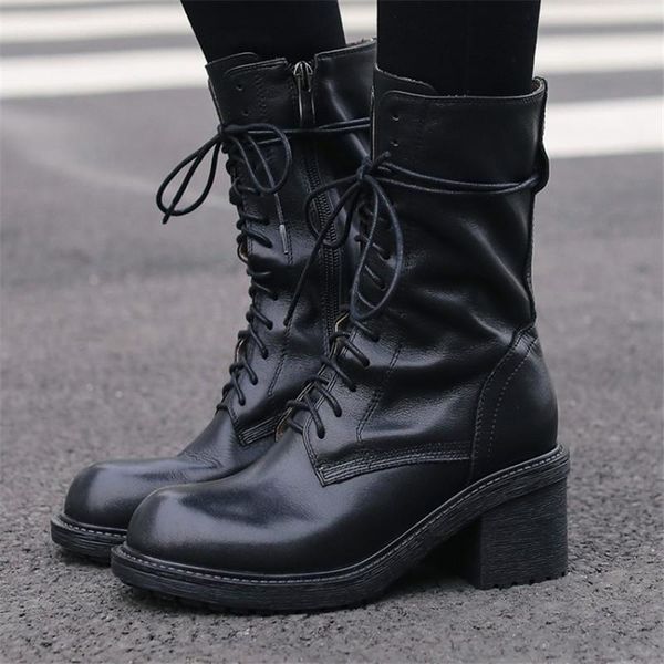 boots pxelena 2021 autumn shoes genuine leather motorcycle biker combat ankle women lace up round toe chunky block high heels 42, Black
boots pxelena 2021 autumn shoes genuine leather motorcycle biker combat ankle women lace up round toe chunky block high heels 42, Black