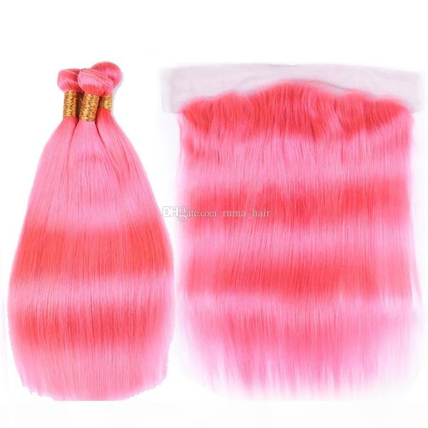 pink straight hair bundles with lace frontal brazilian virgin remy hair weaves with lace frontal 13x4 middle three part bleached knots, Black;brown
pink straight hair bundles with lace frontal brazilian virgin remy hair weaves with lace frontal 13x4 middle three part bleached knots, Black;brown