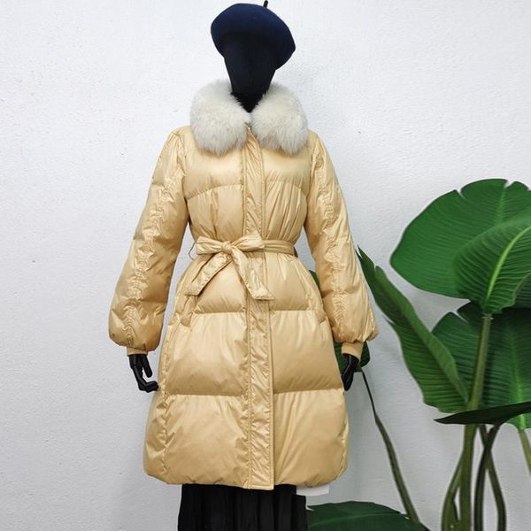 janveny winter women down jacket large natural fur collar 90% white duck down parkas slim long outwear with belt female coat, Black
janveny winter women down jacket large natural fur collar 90% white duck down parkas slim long outwear with belt female coat, Black