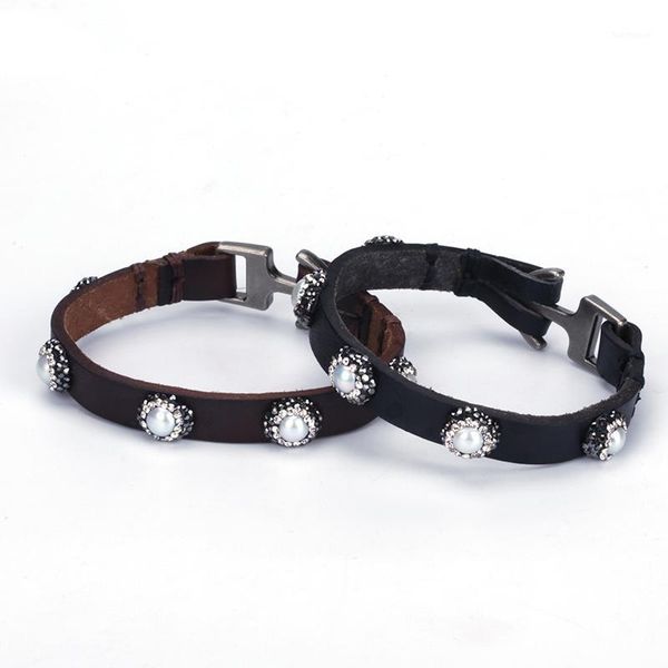 dankaishi vintage geniues leather bangle bracelet for women men bohemian ethnic stylish freshwater pearl charm with rhinestone1, Black 
dankaishi vintage geniues leather bangle bracelet for women men bohemian ethnic stylish freshwater pearl charm with rhinestone1, Black