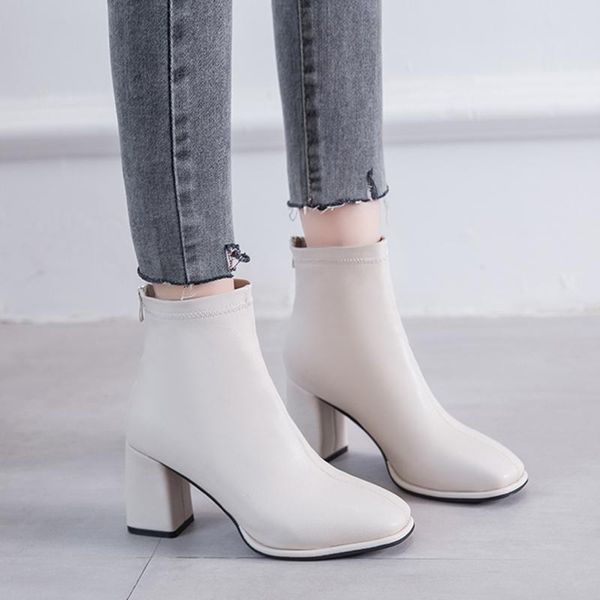 women fashion square high heels ankle boots ladies pu leather zipper anutum winter shoes woman solid color short booties, Black
women fashion square high heels ankle boots ladies pu leather zipper anutum winter shoes woman solid color short booties, Black