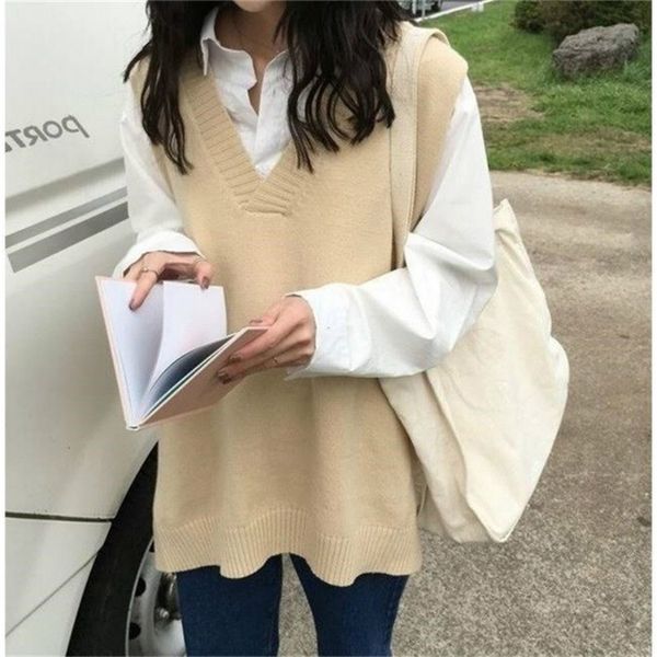 v-neck split women's versatile loose thin sleeveless jacket sweater knitted vest women y201128, Black;white
v-neck split women's versatile loose thin sleeveless jacket sweater knitted vest women y201128, Black;white