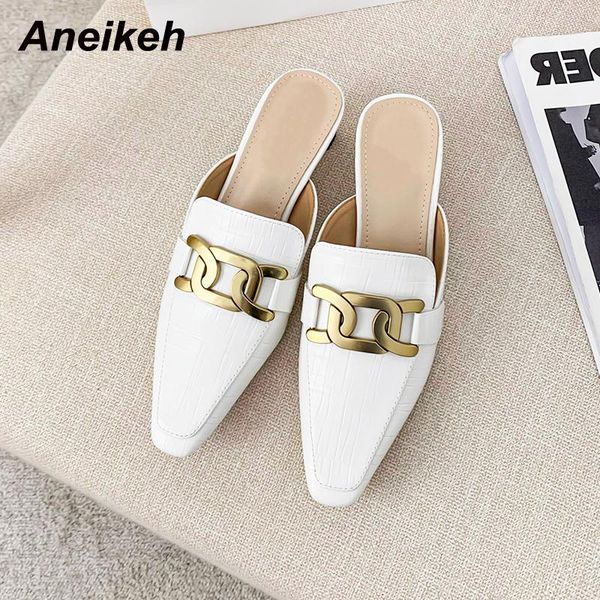 slippers aneikeh spring/autumn 2021 fashion shoe women's low with pu novelty solid outside metal decoration shallow leisure, Black
slippers aneikeh spring/autumn 2021 fashion shoe women's low with pu novelty solid outside metal decoration shallow leisure, Black