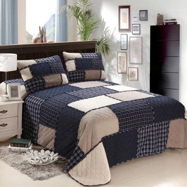 new retro bedspread patchwork/grids colchas coverlet comforter 3pcs bedding set cubrecamas cotton quilted bedcover pillowcase1
new retro bedspread patchwork/grids colchas coverlet comforter 3pcs bedding set cubrecamas cotton quilted bedcover pillowcase1